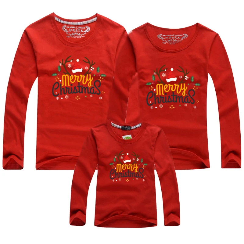 Christmas Clothes Shirt Family Look Mommy Me Matching Outfit Mother Daughter Mom Son Father Baby Sweatshirt Red | Мать и ребенок