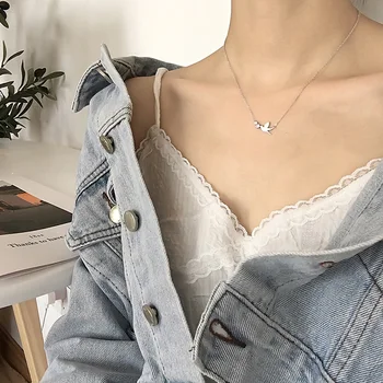 925 Sterling Silver Animal Necklace Female Zircon White Pigeon Choker Party Gift  For Ladies Exquisite Jewelr SNK034