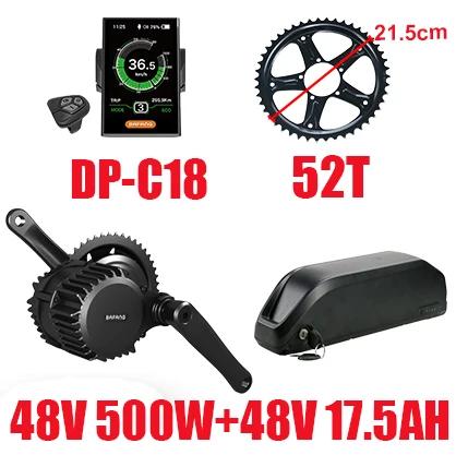 C1848V500W52T17.5AH Bafang 48V 500W BBS02 BBS02B середине приводной двигатель с Батарея 48v 17.5ah комплект для переоборудования электрического велосипеда комплект электровелосипеда с двигателем с Зарядное устройство - Цвет: C1848V500W52T17.5AH