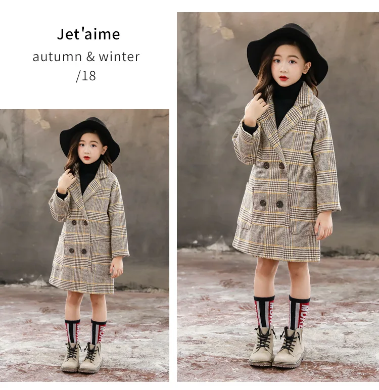 Коллекция года, новая стильная детская одежда на осень и зиму детское клетчатое пальто CUHK, стеганая Вельветовая стеганая куртка для девочек