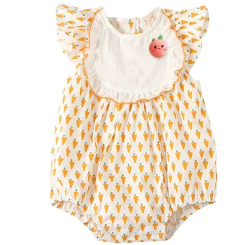 

strawberry printed Newborn Baby Girl Rompers Summer Baby Girls Clothing Ruffles Rompers Jumpsuit Playsuit