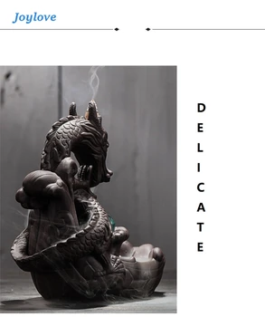 

JOYLOVE Dragon Burner Censer Home Ceramic Backflow Tea-pot Ceremony Decoration Creative Study Decor With Lucky Crystal Ball