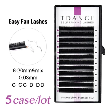 

TDANCE 5pcs/lot Self-Making Fans 0.03 Eyelash Extension Austomatic Flowering Fast Fan Easy Fan Bloom Volume Lashes