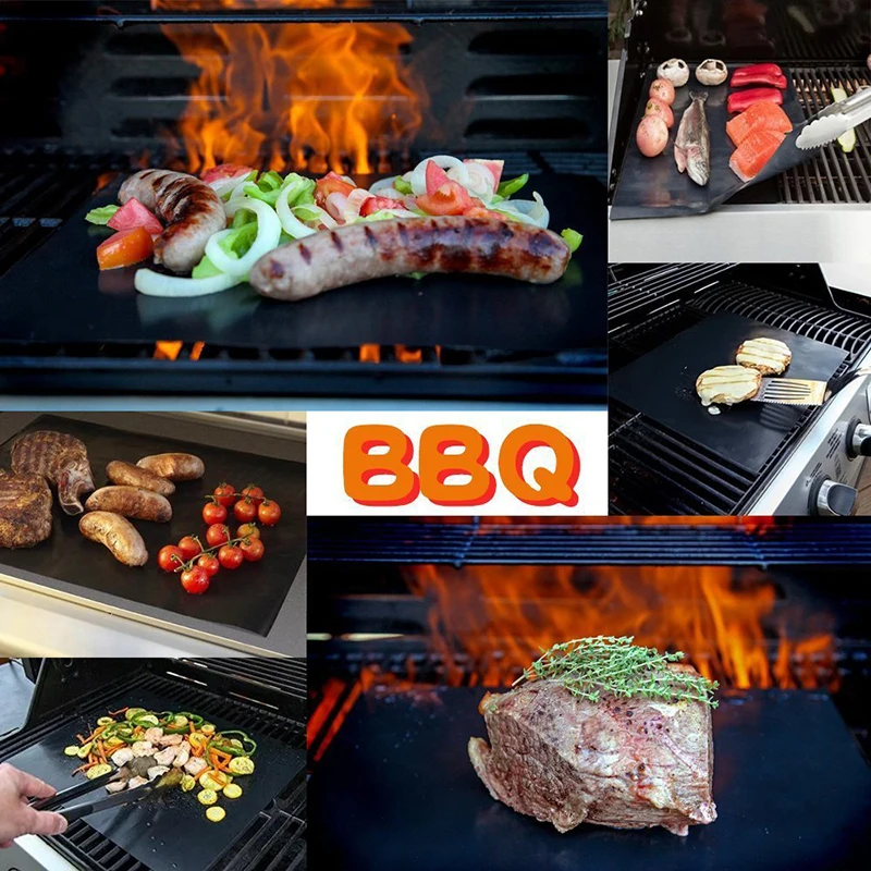 2Pcs Extra Large Grill Mat BBQ Grill Mats Non-Stick BBQ Mats Oven Pad Baking Sheet Cooking Barbecue Oven Tools 60*40cm smoker accessories grill replacement parts