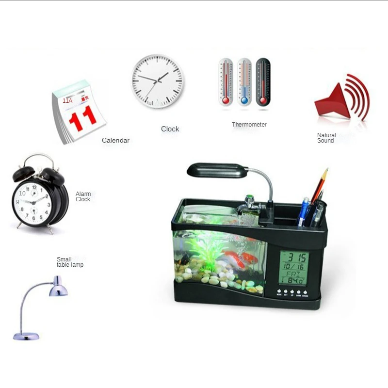 Multifunctional LED Aquarium Fish Tank Light For Small Fish Tank , USB , Pen Holder, Table Lamp, Calendar, Calendar