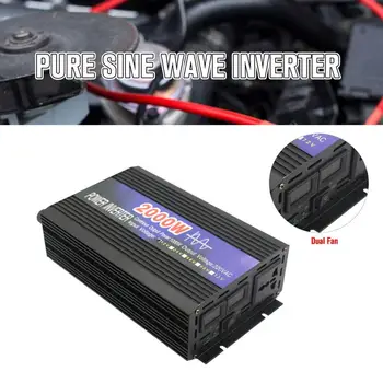 

2000W Pure Sine Wave Intelligent String Inverter Dual Digital Display Power Inverter Car Converter Adapter with Dual Fan