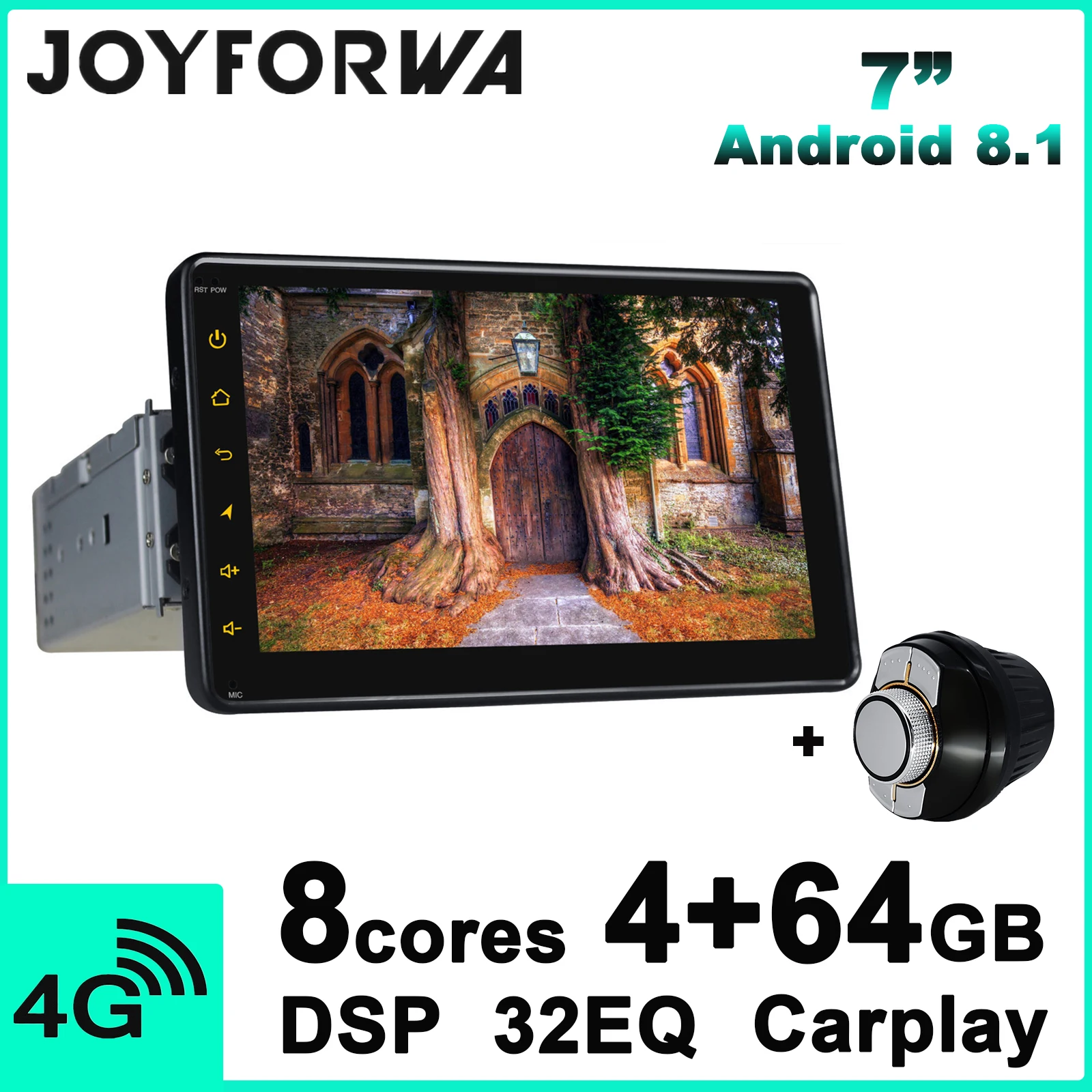 

1Din Android 8.1 Car Multimedia Radio Audio Player Stereo Head Unit GPS DSP 4G SIM Card DVR Subwoofer Remote Control DAB Carplay