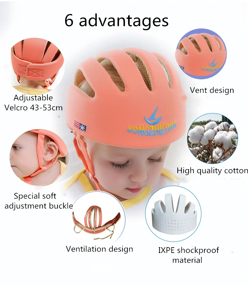 От 0 до 5 лет Детская безопасность обучения прогулочная шапка Регулируемый преддошкольного защитный шлем младенческой хлопок