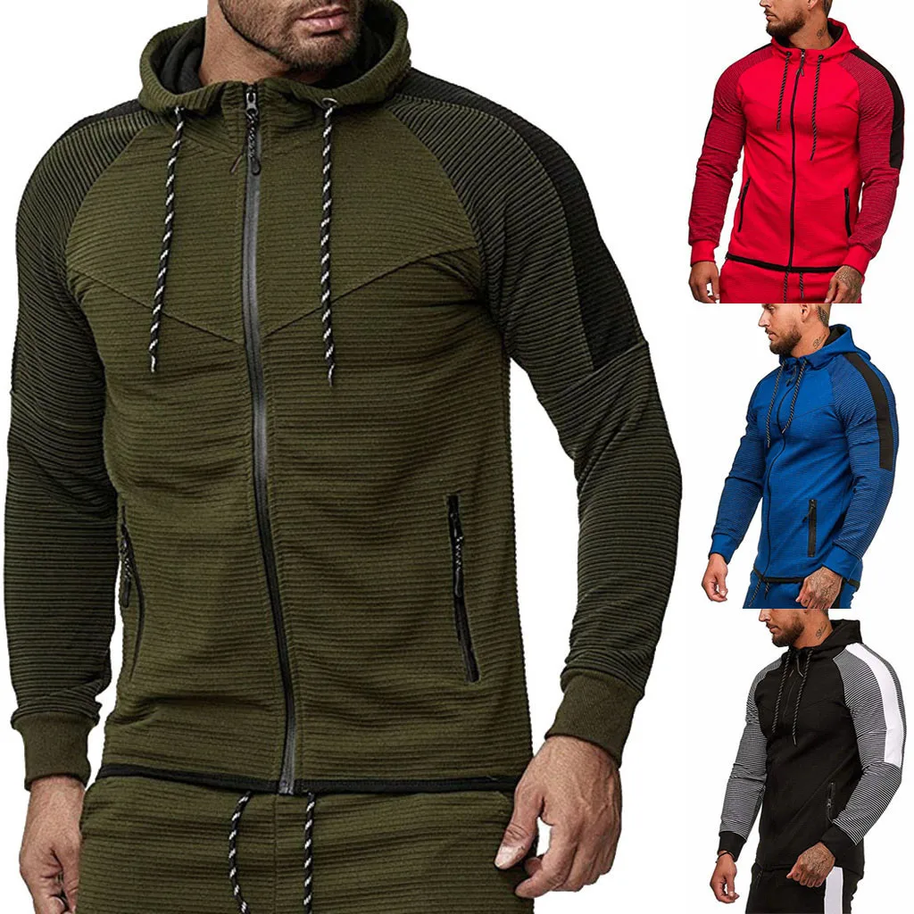 

Plus Size Men's Hoodies Tracksuit 2019 Autumn Winter Drawstring Pocket Hooded Sweatshirt Long Sleeve Zip Slim Coat Male Jacket