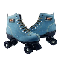 BSTFAMLY Adult Artificial Leather Roller Skates Double Line Skates Two Line Skating Shoes Patines With Black PU 4 Wheels IB98 new adult double row roller skates four wheel skates adult men and women outdoor skates shoes