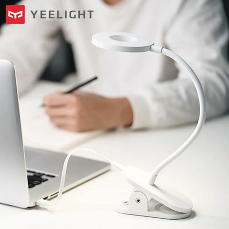 Xiaomi Yeelight светодиодный настольный светильник с зажимом, ночник, USB Перезаряжаемый, 5 Вт, 360 градусов, регулируемая Затемняющая лампа для чтения в спальне