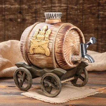 

Barrel "Castle", wooden cart, silver tap, 2.5 l