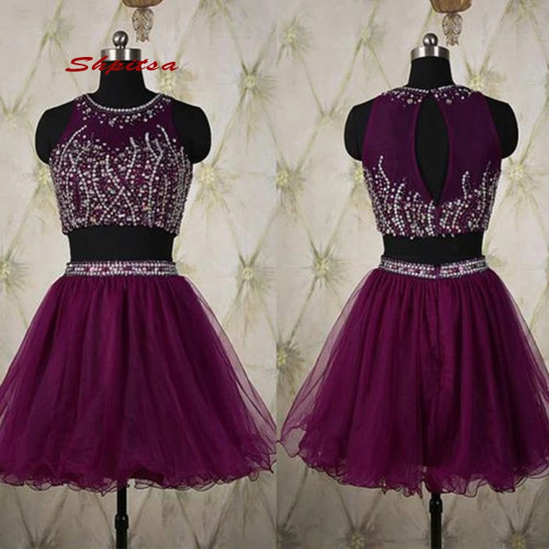 Vestidos de tul de dos piezas para graduación, vestidos de lujo cortos de regreso a casa, graduación de grado 8, vestidos formales de cóctel juveniles|Vestidos de - AliExpress