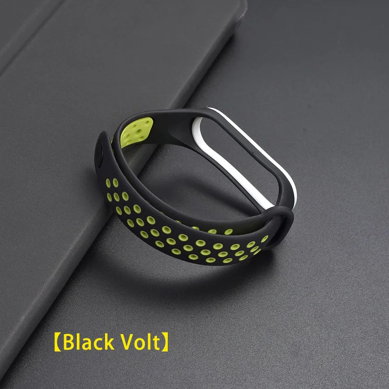 Силиконовый спортивный дышащий ремешок для Xiaomi mi, браслет 4 для mi Band 3, сменный Браслет - Цвет ремешка: Black Volt