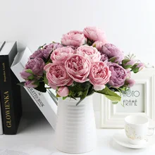 

1 Bundle Silk Peony Bouquet Home Decoration Accessories Wedding Party Scrapbook Fake Plants DIY PomPoms Artificial Roses Flowers