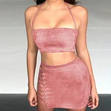 Сексуальный комплект из двух предметов с открытыми плечами, однотонный облегающий Женский комплект 2 шт. Топ с длинным рукавом и юбка, комплекты на лето и осень# g5