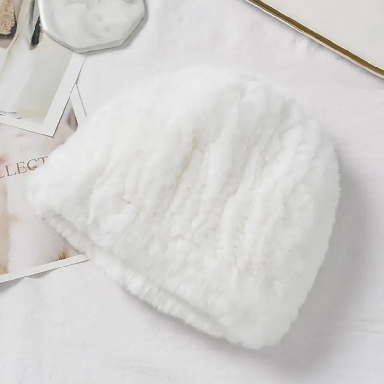 white YCFUR, Новое поступление, женские шапки, шапка s, зимняя, теплая, утолщенная, меховая, качественная, натуральный мех, шапка для девочек, супер эластичная, снежная шапка, женская шапочка - Цвет: white