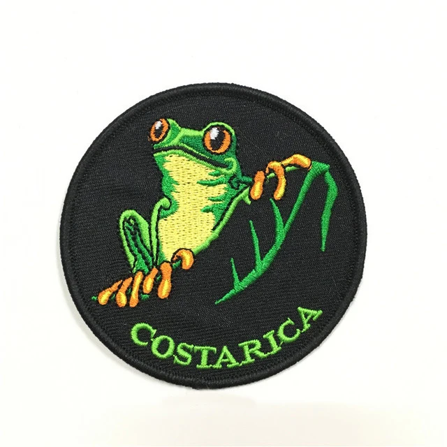 Лягушка Вышивка Патчи COSTARICA DIY Железный значок для одежды производитель может сделать индивидуальный дизайн