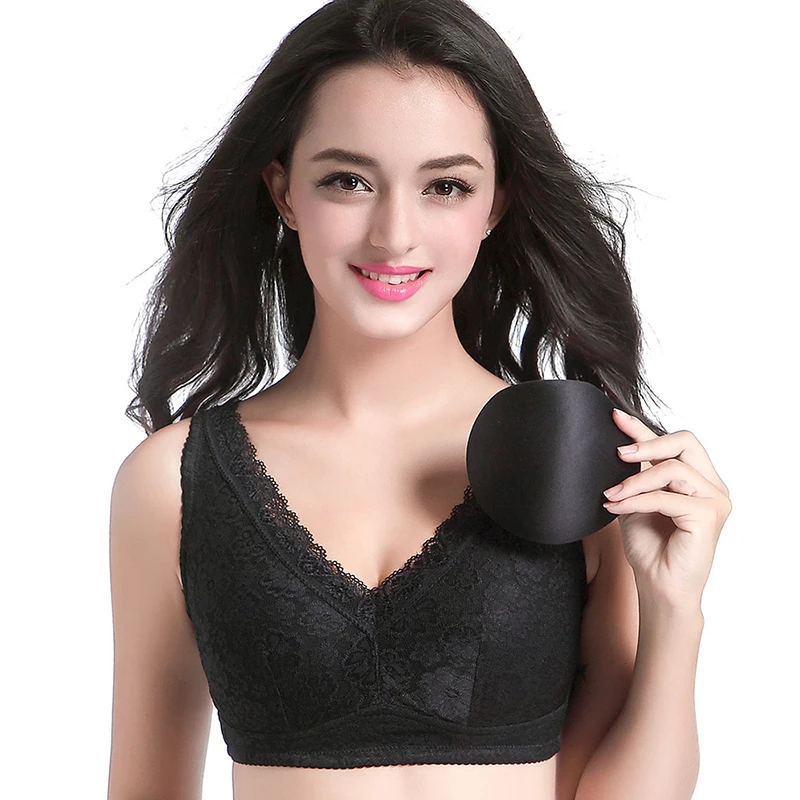 Plus Size Bra Lace Women's Padded Bras Sleeping Brassiere B C D Cup Push Up Lingerie Bralette Wireless Seamless Female Underwear