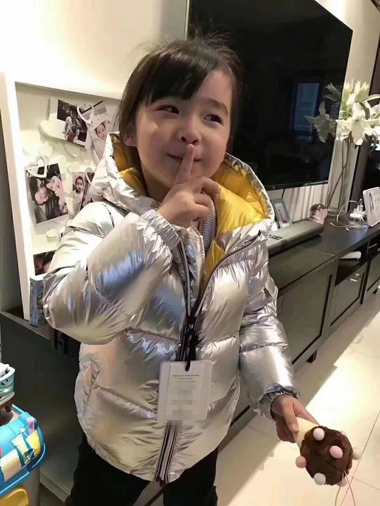 CHILDREN'S down Jacket Men And Women Short New Style Big Kid Thick Korean-style Winter Bright Surface Coat off Season Fashi