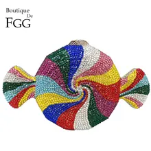 Бутик De FGG разноцветный клатч конфет для женщин Кристалл вечерняя сумочка Свадебная вечеринка Minaudiere сумки и кошельки свадебная сумочка