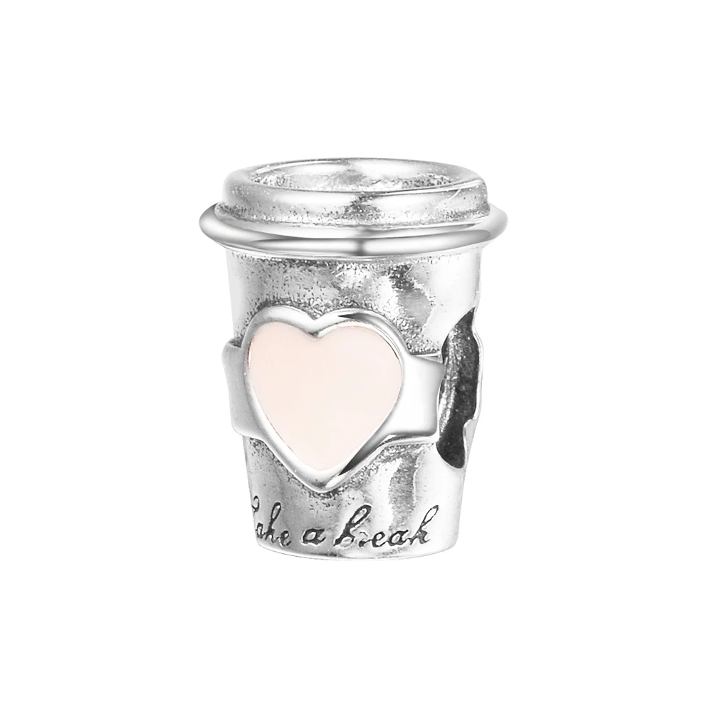 

Drink To Go Charms Fits Pandora Bracelet Original 925 Sterling Silver Enamel Beads for Jewelry Making Kralen Whoelsale F767