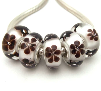 

JGWG2266 5X 100% Authenticity S925 Sterling Silver Beads Murano Glass beads Fit European Charms Bracelet diy jewelry Lampwork