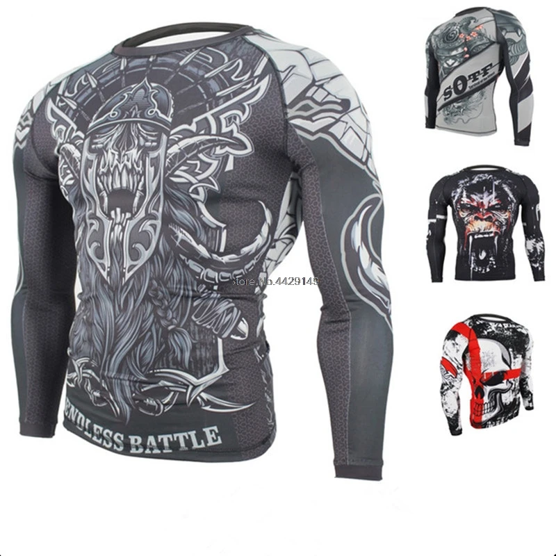 

MMA Fitness Tattoo Monkey Pattern Training Sports Wear Breathable Clothing Muay Thai Clothing Long Sleeve Boxing jerseys