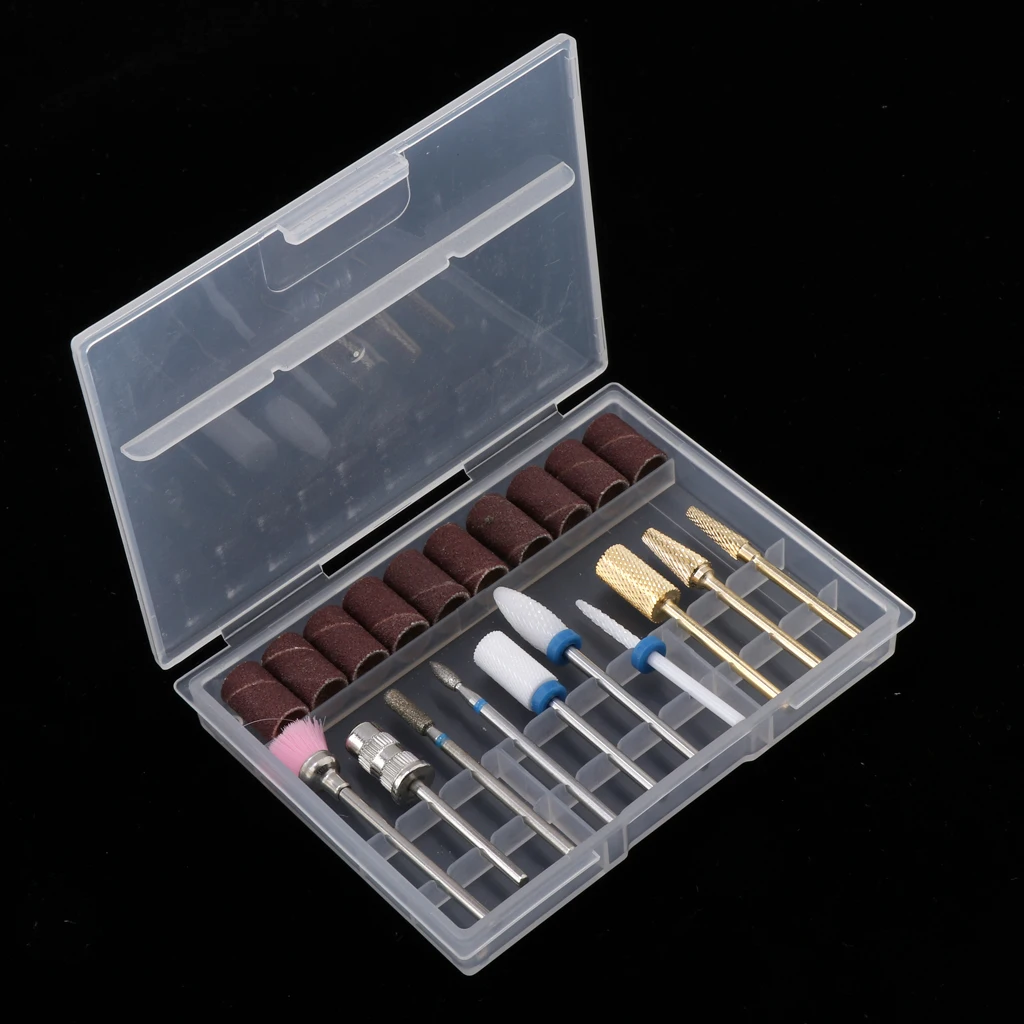 Anti-corrosion Nail Drill Bits Set, Cuticle Cleaner Electric Files Manicure Grinding Buffing Heads Nail Care Supplies 3/32“
