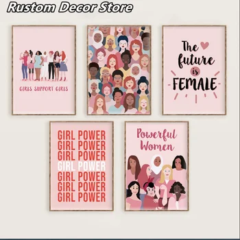 

Feminist Poster Girl Power Art Prints Girls Gift Empowered Women Modern Wall Art Canvas Painting Picture Woman Room Wall Decor