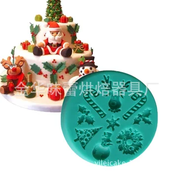 

Christmas Elk Snowman Series Fondant Cake Silicone Mould Christmas Crutches Bakery DIY Chocolate Mold