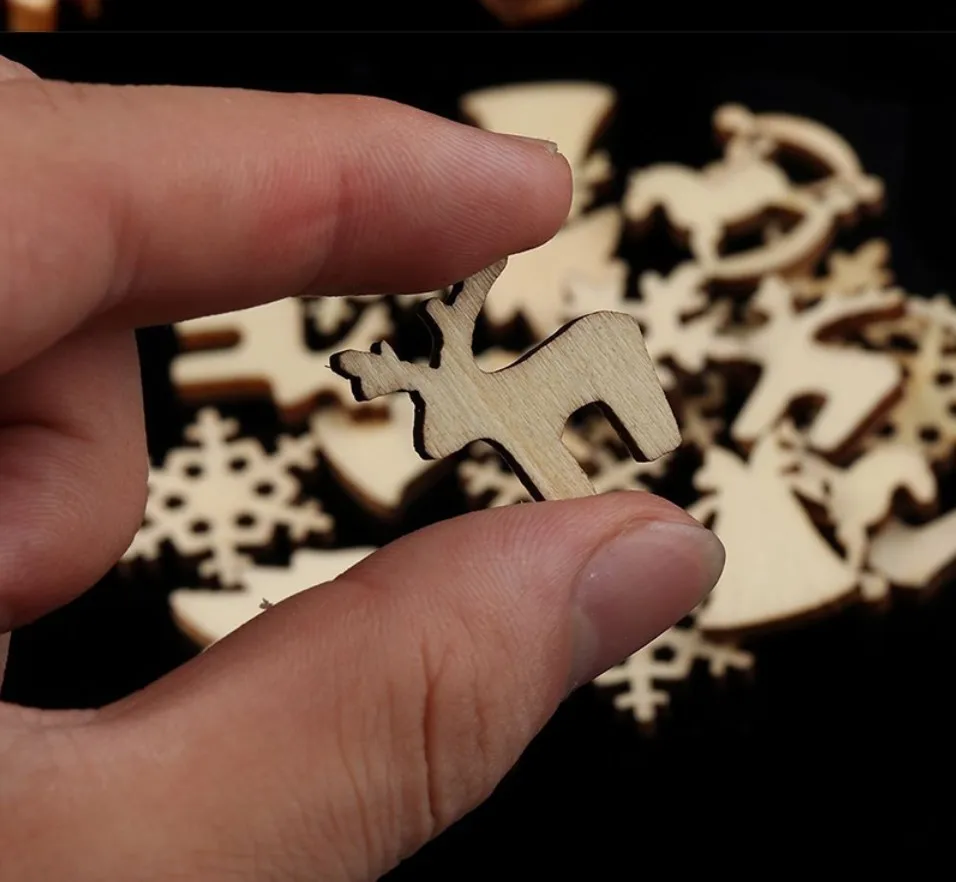 100 шт Мини Деревянные Рождественские елки новогодние вечерние украшения для дома рождественские игрушки маленькие елки сосны деревенские