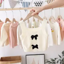 

Super Cute Baby Girl Knitted Vest Girl Autumn New Style Western-Style Vest Baby And Children Pullover Sweater Vest