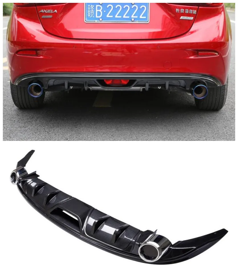

ABS Car Rear Trunk Lip Bumper Diffuser Exhaust Protector Cover Fits For Mazda 3 AXELA 2014 2015 2016 2017