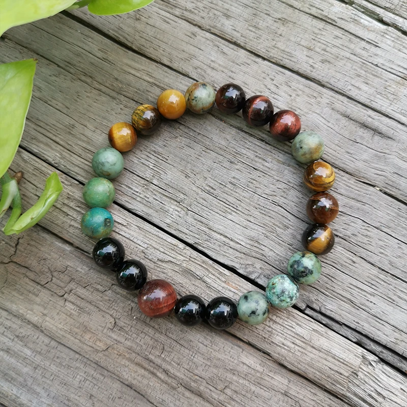 8mm Natural Stone Bead,African Turquoise,Tigers Eye,Awaken,JapaMala Set,Spiritual Jewelry,Meditation,Inspirational,108 Mala Bead