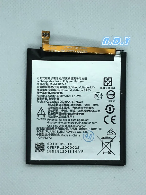 

Original HE345 3060mAh Battery For Nokia 6 2nd 6 2018 TA-1054 HE 345 Batteries Bateria