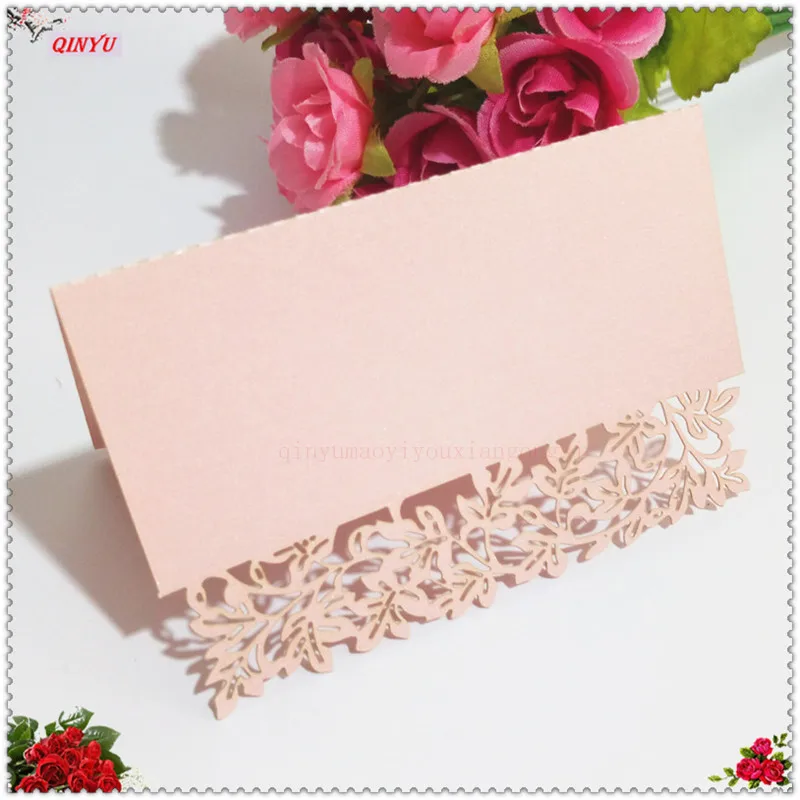 pink 9*12 см декор для вечеринки в честь Дня рождения Место карты Лазерная резка 10/50/100 шт открытые свадебные туфли с украшением в виде событие именные карточки на стол цветочный декупаж 7z - Цвет: pink