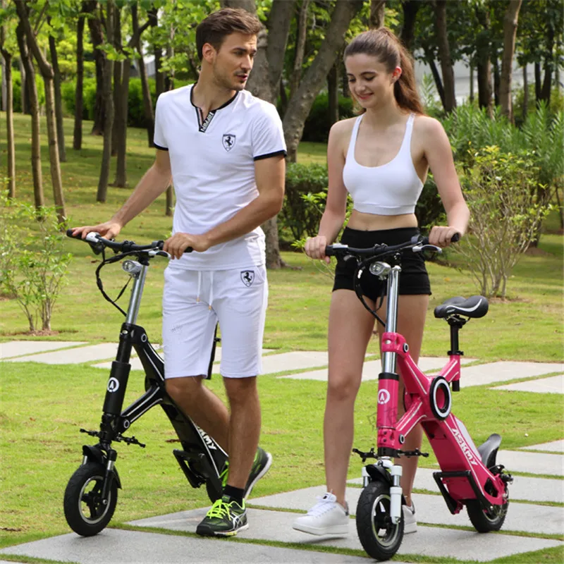 Folding Electric Scooter 2 Wheel Electric Scooters With Smart APP 12 inch 250W 36V Mini Pink Electric Bicycle Bike For Women (2)