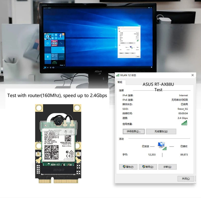 ax200 ax210 sem fio 2974mbps bluetooth 5.2