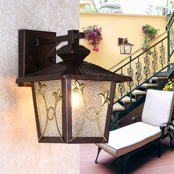 

Popular retro outdoor wall light Ameriacn villa hotel Black sconce lamp waterproof exterior garden doorway wall lamp