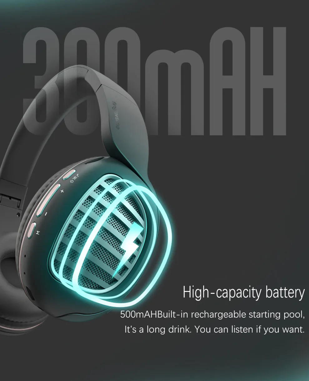 NoEnName Over wireless Bluetooth Gaming Headset High Fidelity Open Back Design Head mounted sports fold headphones With headset