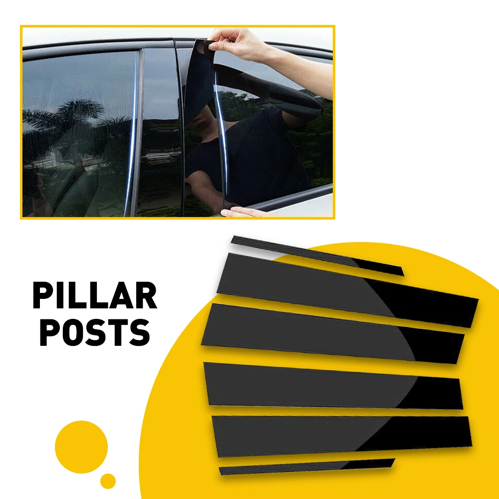 Black Pillar Posts for Toyota Corolla 14-15 6pc Set Door Trim Piano Cover Kit