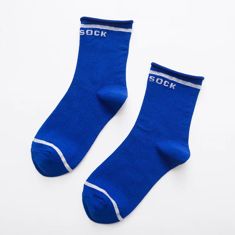 1Pairs Winter New Products Candy-colored Silver Onion Curling Women's Socks Letter Cotton Ladies Tube Socks Christmas Socks - Цвет: SCK001-2-C