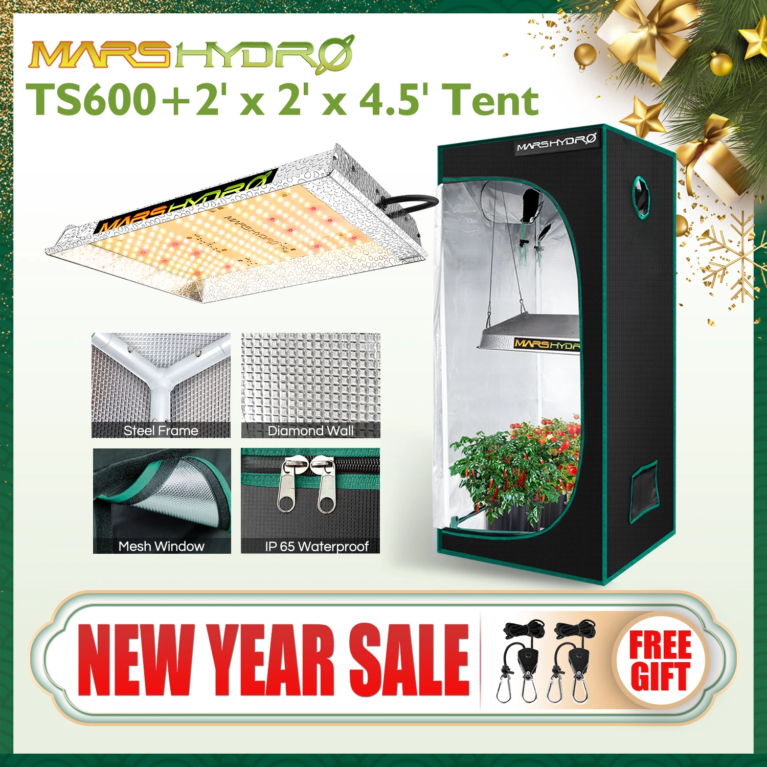 US $145.48 Mars Hydro TS 600W LED Grow Light 60x60x140cm Grow Tent Full Spectrum Indoor Hydroponics Planting Duty Free Grow Tent Plants