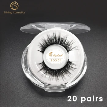 

Free Shipping 20pair Packing Private Label Eyelashe 3D Faux Mink Lashes False Mink Eyelashes 3D Silk Protein Lashes Soft Natural