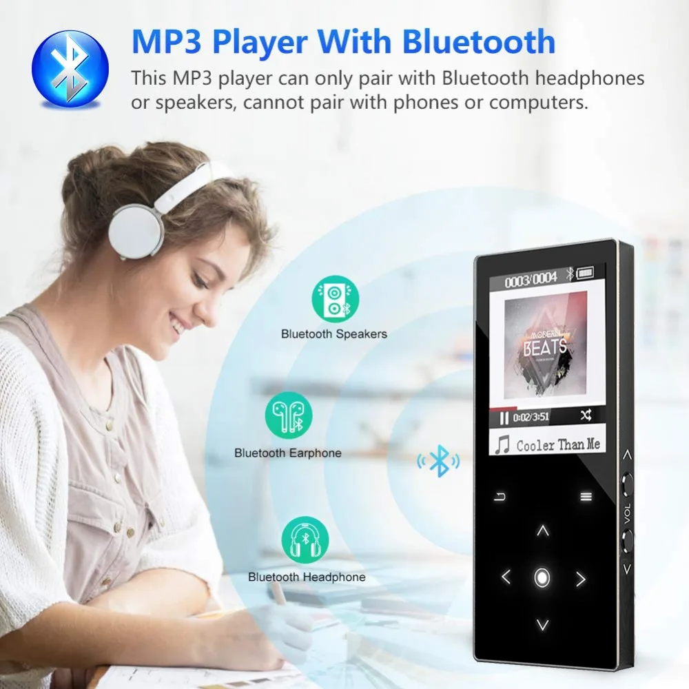 CHENFEC C9 сенсорная кнопка 16 Гб mp3-плеер с Bluetooth HiFi музыкальный плеер 1,8 дюймов TFT экран со встроенным динамиком MP4 плеер