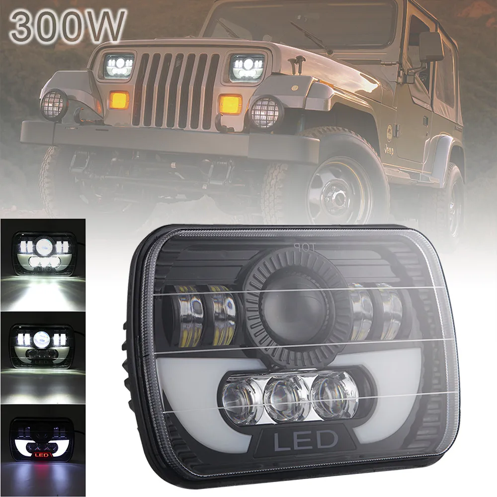 1 шт 5x7/4x6 дюймов 300W 30000LM внедорожный светодиодный фар (Подол короче спереди и