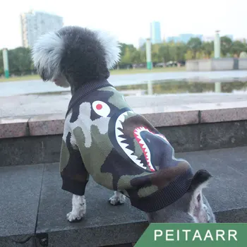 

[PEITAARR]Pet Clothing Dog Clothes Dog Sweaters Dog Hoodie Famous Brand Clothes Trend Brand Camouflage Dog Shark Dog Costume