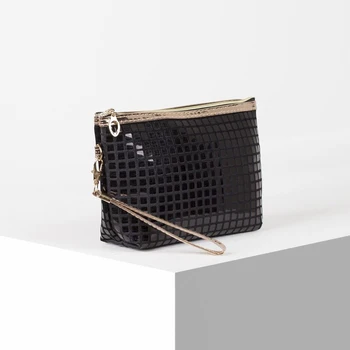 

Cosmetic bag, zippered compartment, with handle, black