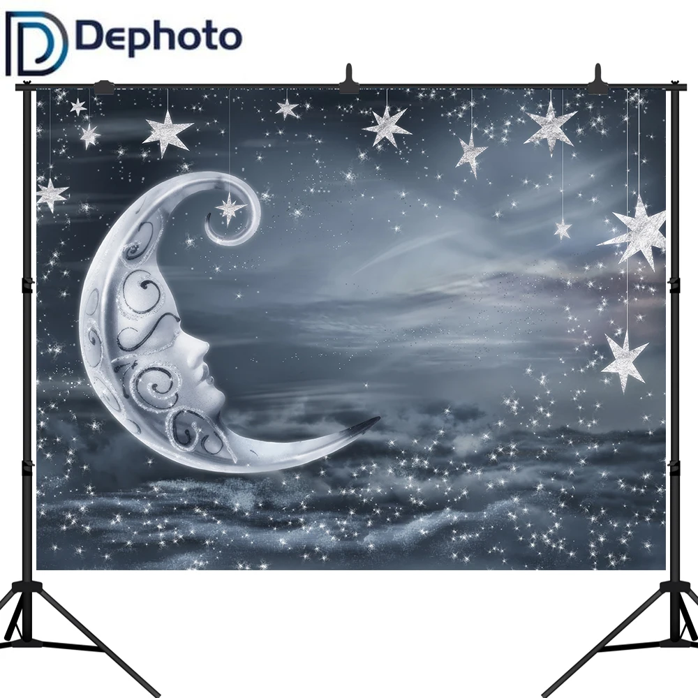 Dephoto фон для фотосъемки Волшебная Серебристая Луна Небо Звезды Vloud детской